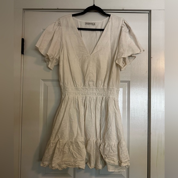 Abercrombie LINEN EASY WAIST TIERED MINI DRESS - Picture 5 of 6